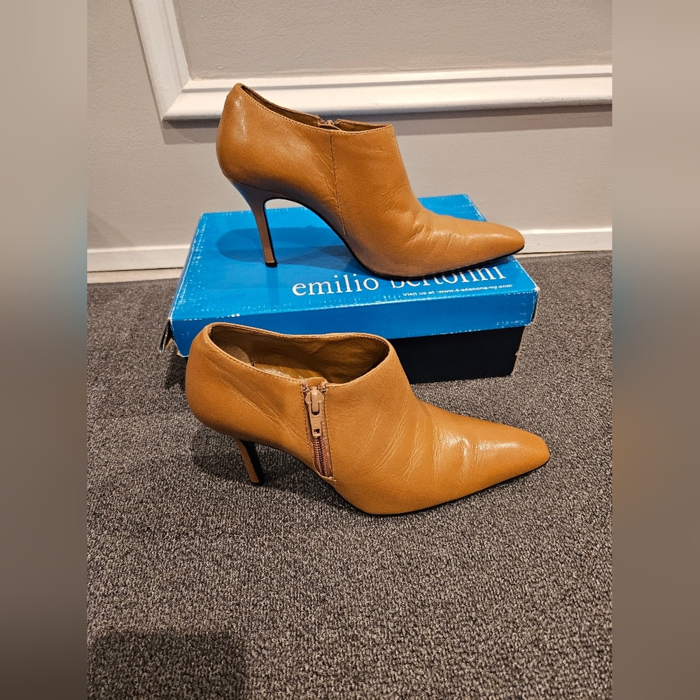 Emilio Bertolini Camel Tan Leather Ankle Boots Size 6 1/2M